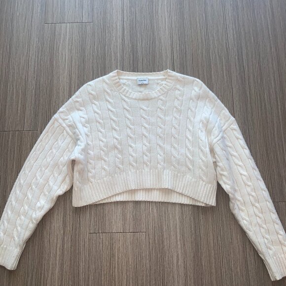 Sunday Best Peggy Cropped Sweater in White Rabbit, Size S - Picture 1 of 2